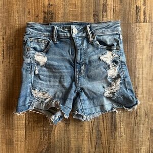 American Eagle Outfitters Blue Distressed Jean Shorts